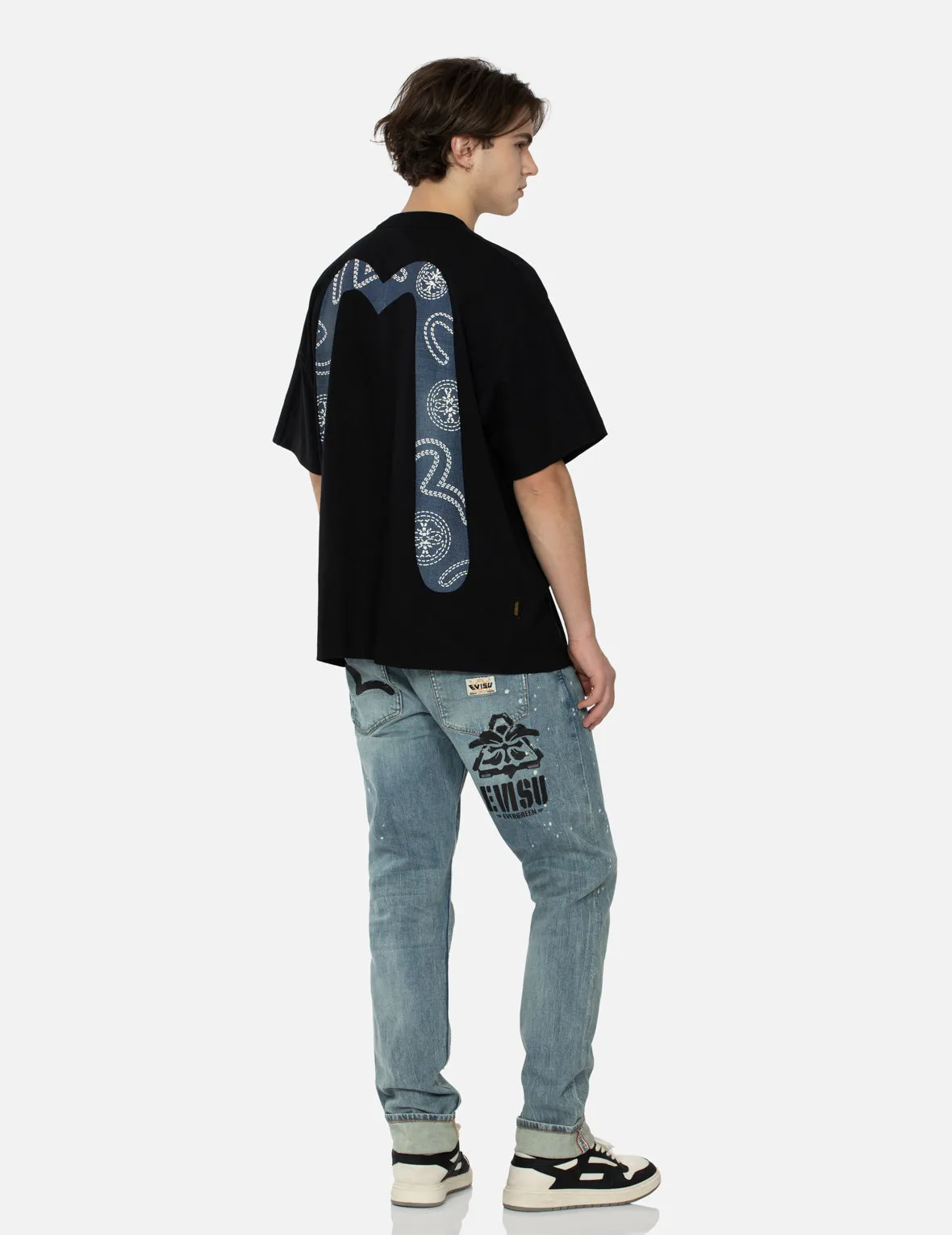 Washed Multiple Distressed Print with Splatter Marks Taper Fit Jeans #2017 sold by Evisu product image thumbnail 3