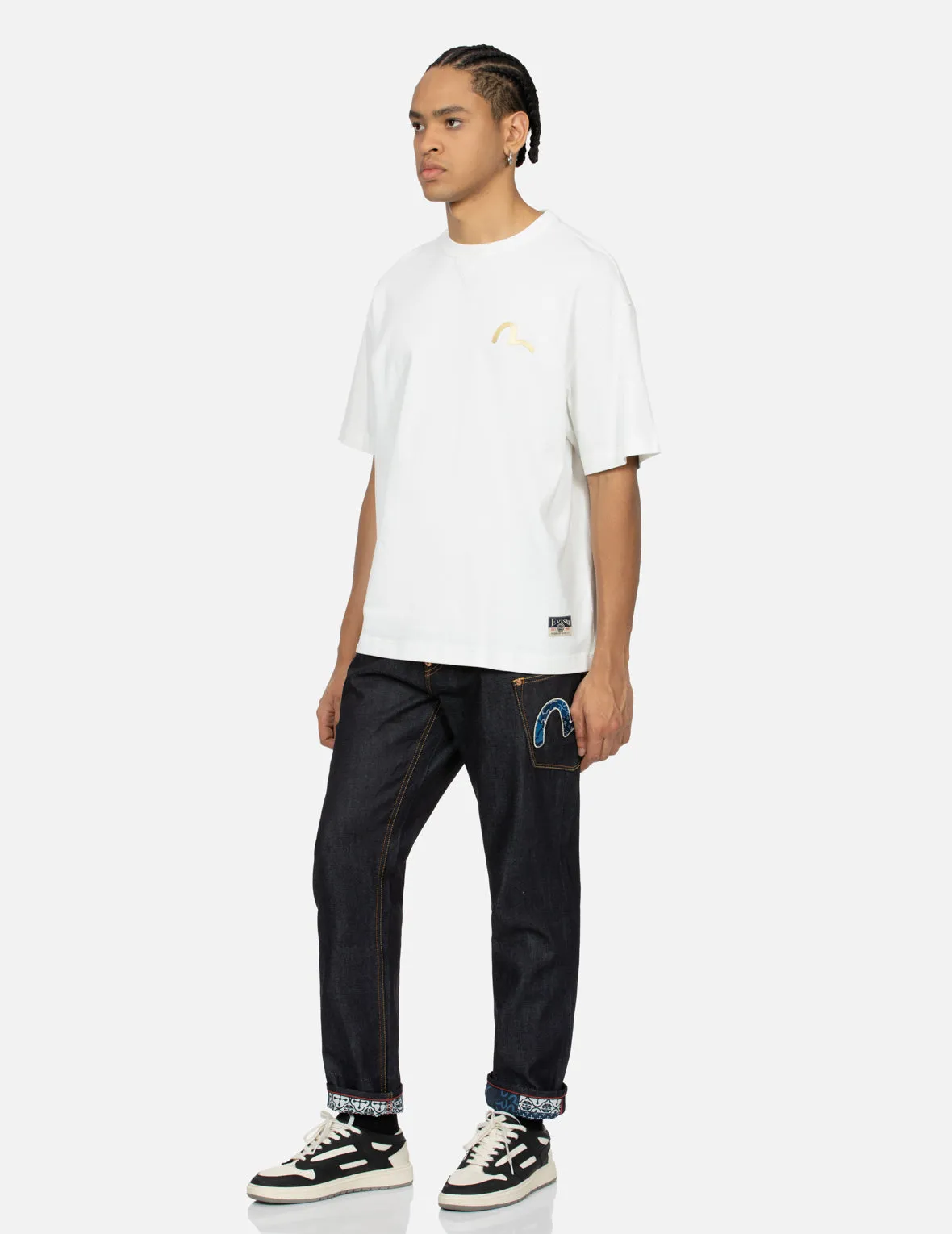 Seagull and Kamon Sashiko Embroidery Taper Fit Jeans #2017 sold by Evisu product image thumbnail 4