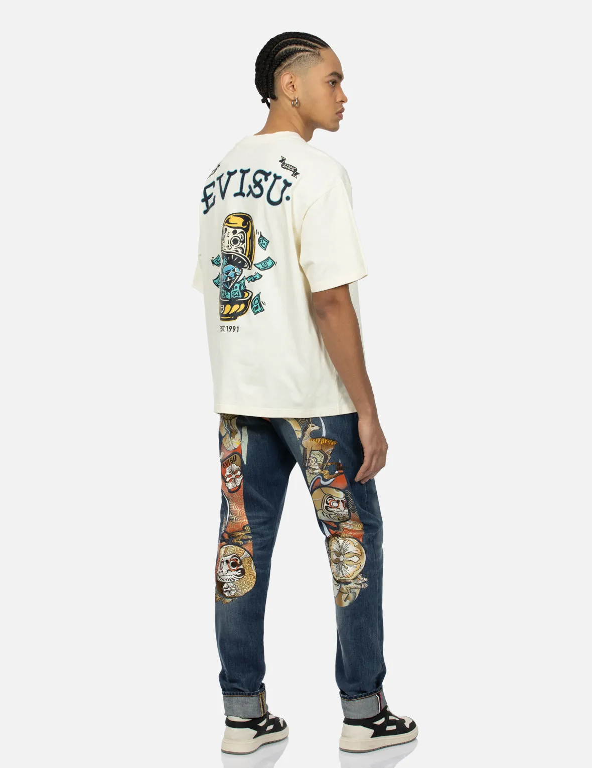 Hanafuda Daruma Daicock Embroidery Taper Fit Denim Jeans #2017 sold by Evisu product image thumbnail 2