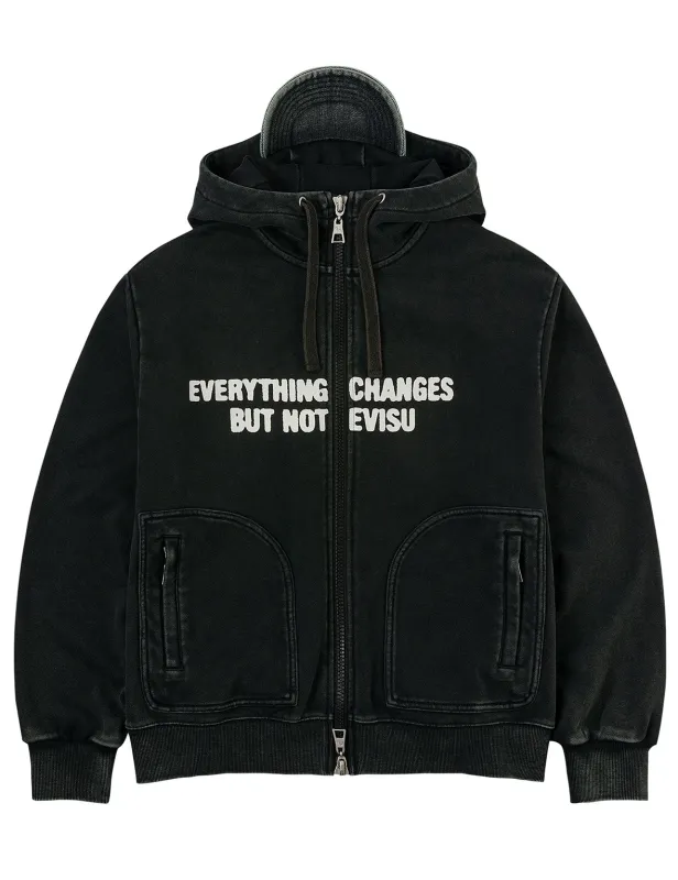 Slogan Print Oversized with Cap Hooded Jacket sold by Evisu