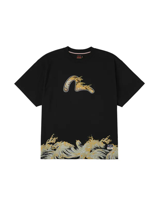Seagull and Wave Print Relax Fit T-Shirt sold by Evisu