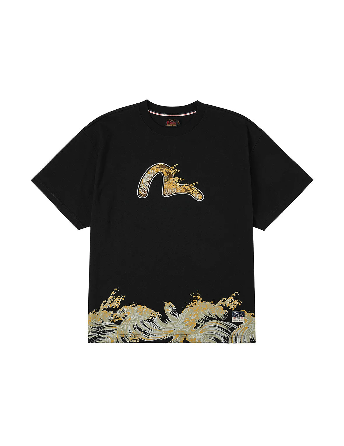 Seagull and Wave Print Relax Fit T-Shirt sold by Evisu