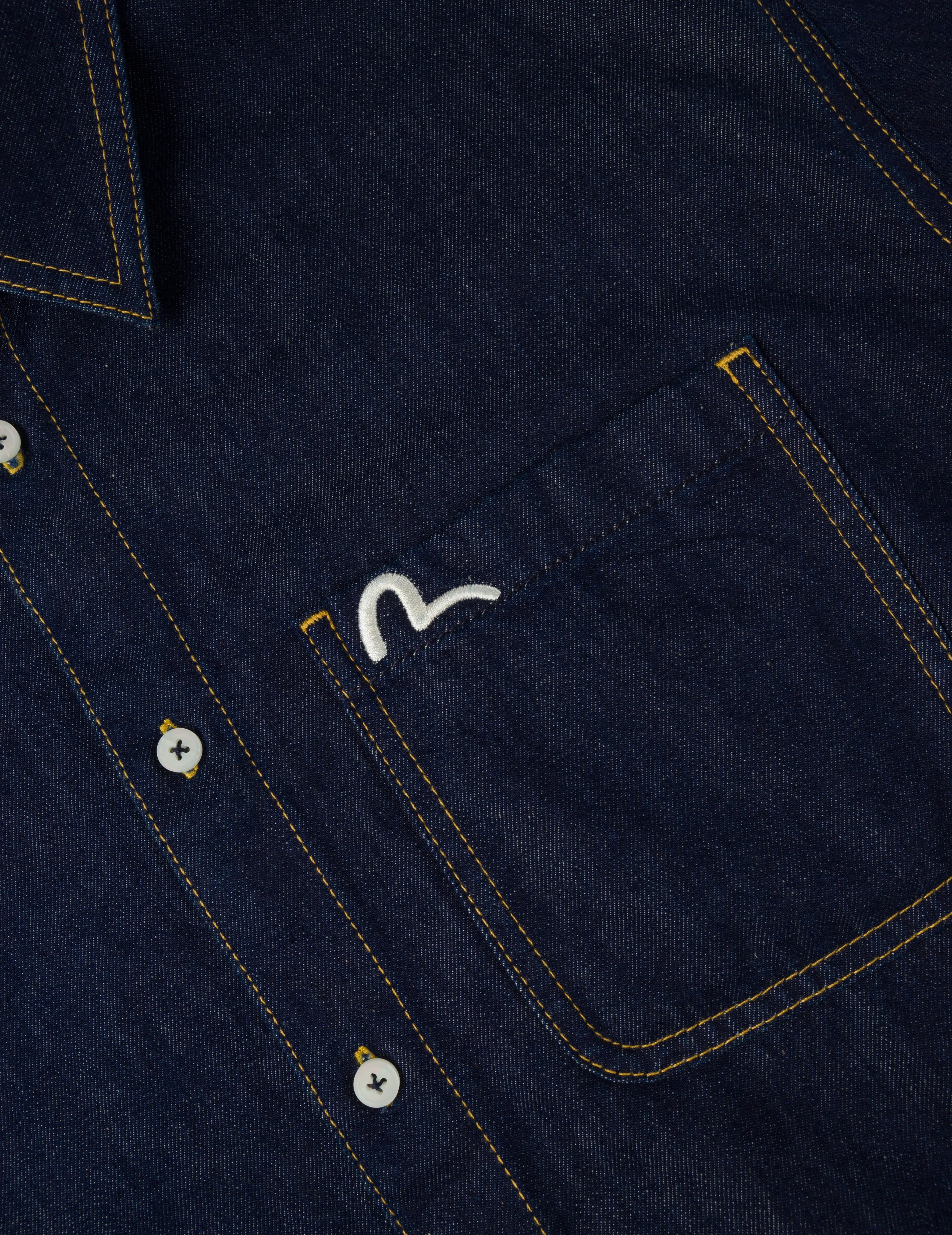 Handbrush Houndstooth Print Relax Fit Denim Shirt sold by Evisu product image thumbnail 5