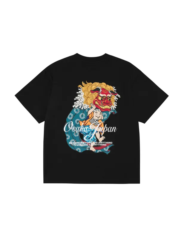 Godhead Lion Dance Print Relax Fit T-Shirt sold by Evisu