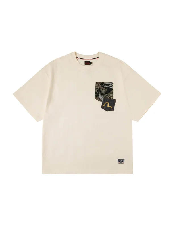 Brocade Pocket with Seagull Foil Print Loose Fit T-Shirt sold by Evisu