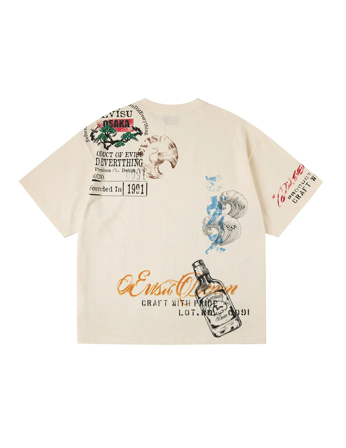 Allover Hand-Drawing Multi Logo Print Regular Fit T-Shirt sold by Evisu product image thumbnail 4