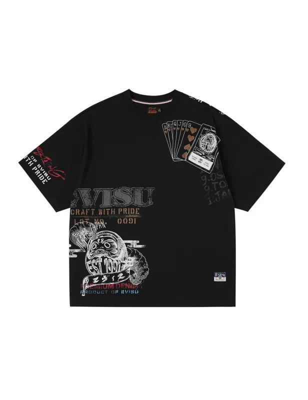 Allover Hand-Drawing Multi Logo Print Regular Fit T-Shirt sold by Evisu