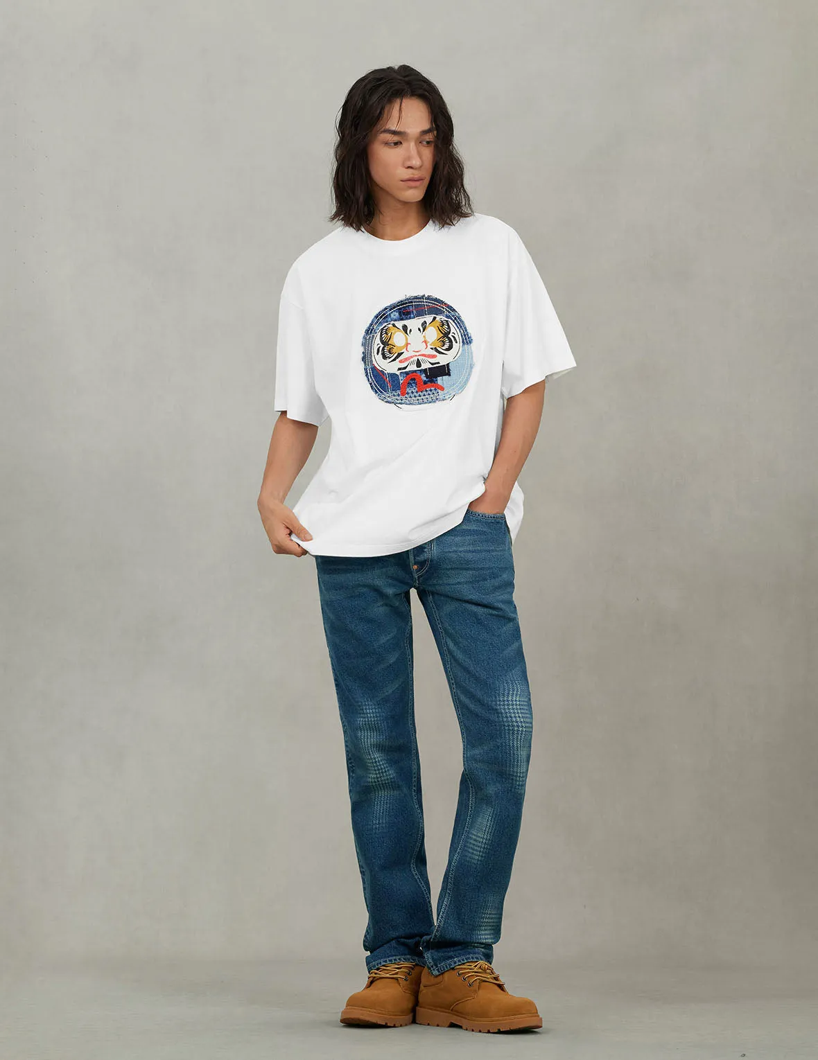 Washed Handbrush Houndstooth Daicock Print Slim Fit Jeans #2010 sold by Evisu product image thumbnail 5