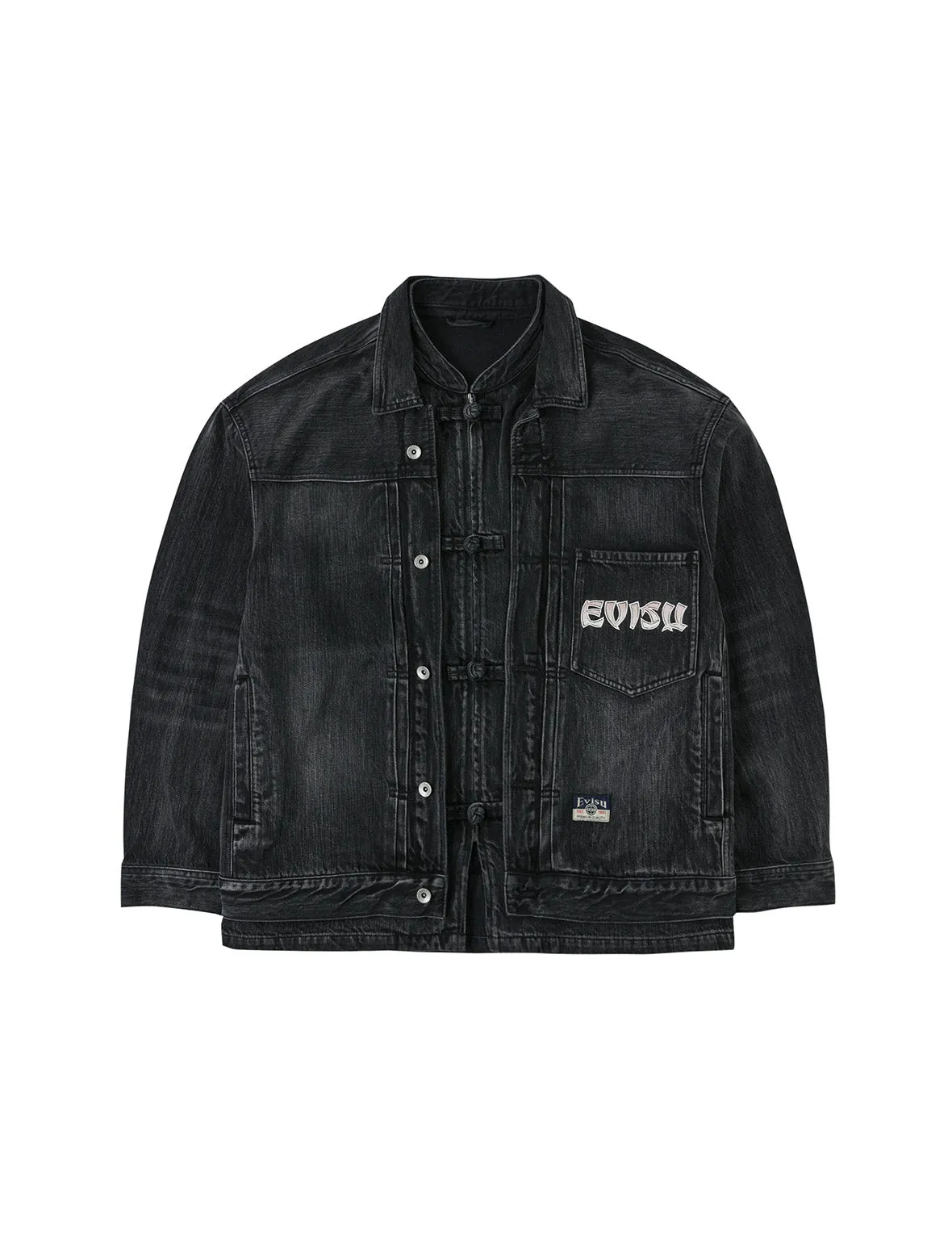 Washed Godhead and Logo Embroidery Oversized Chinese Style Denim Jacket sold by Evisu product image thumbnail 2