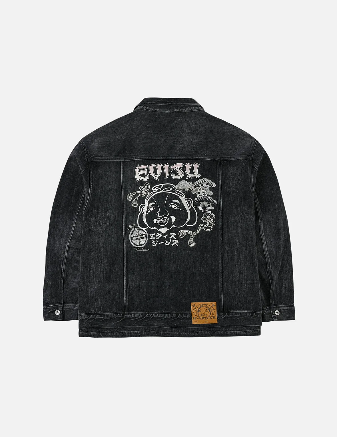 Washed Godhead and Logo Embroidery Oversized Chinese Style Denim Jacket sold by Evisu product image thumbnail 3