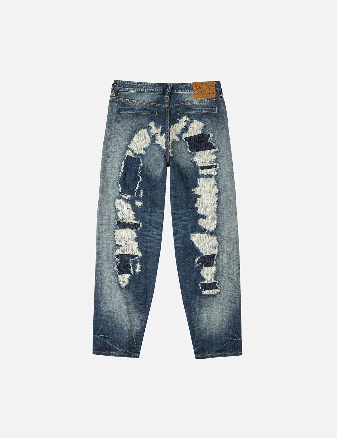 Washed Distressed Daicock Relax Straight Fit Jeans #2030 sold by Evisu product image thumbnail 3