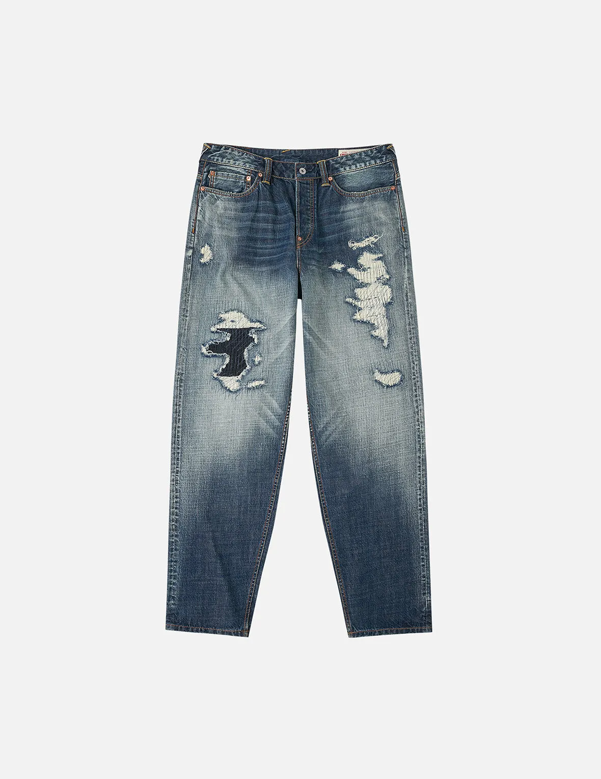 Washed Distressed Daicock Relax Straight Fit Jeans #2030 sold by Evisu product image thumbnail 4