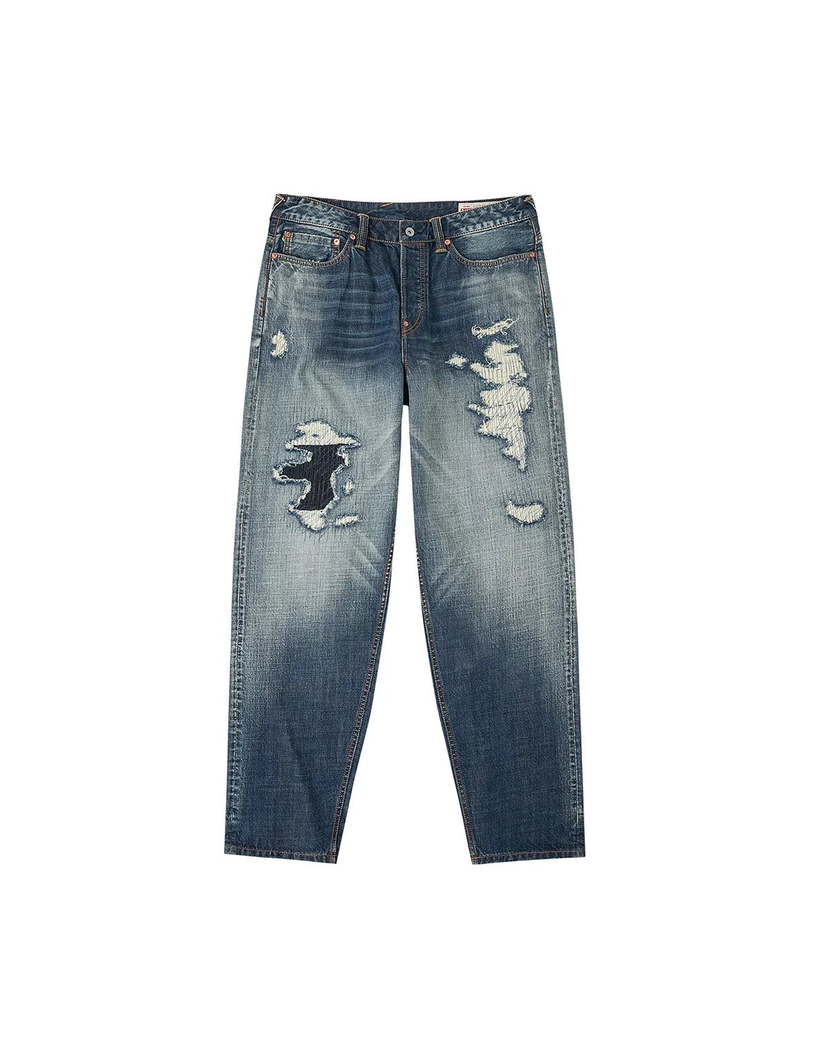 Washed Distressed Daicock Relax Straight Fit Jeans #2030 sold by Evisu product image thumbnail 2