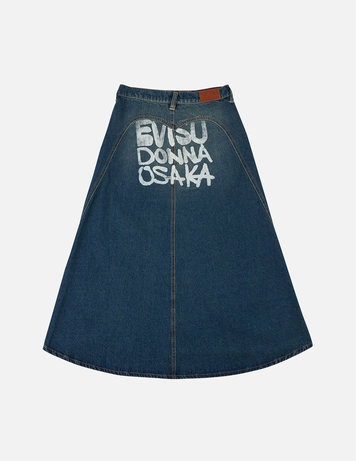 Slogan Print Fashion Fit Washed Denim A-line Skirt sold by Evisu product image thumbnail 3