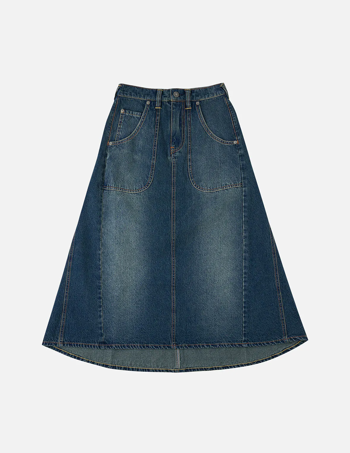 Slogan Print Fashion Fit Washed Denim A-line Skirt sold by Evisu product image thumbnail 4