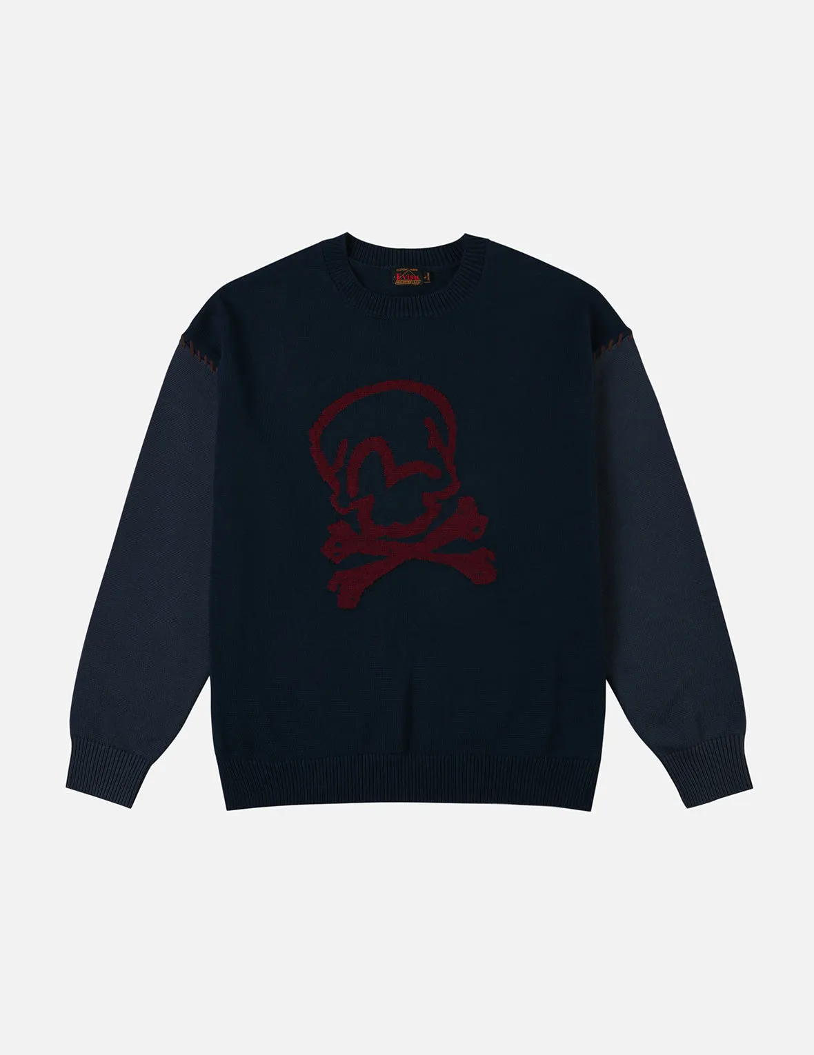 Skull and Seagull Jacquard Oversized Color-Blocking Knit Sweater sold by Evisu product image thumbnail 3