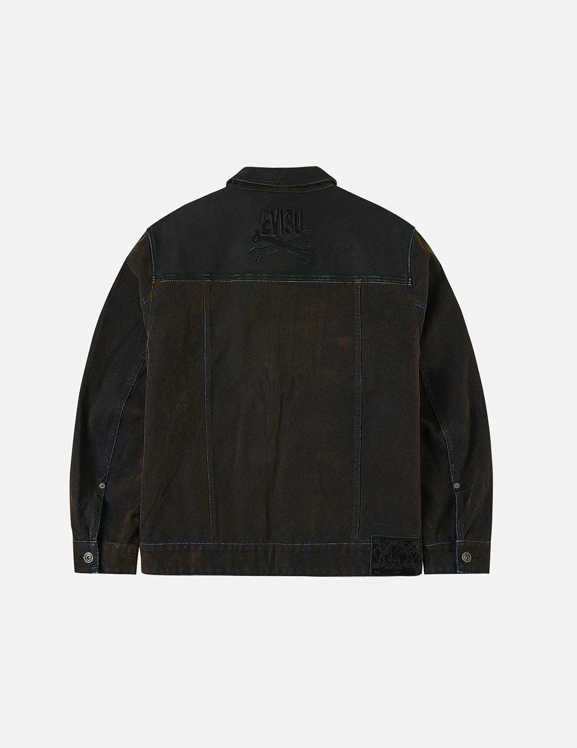 Skull and Logo Embroidery Fashion Fit Heavy Washed Denim Jacket sold by Evisu product image thumbnail 4