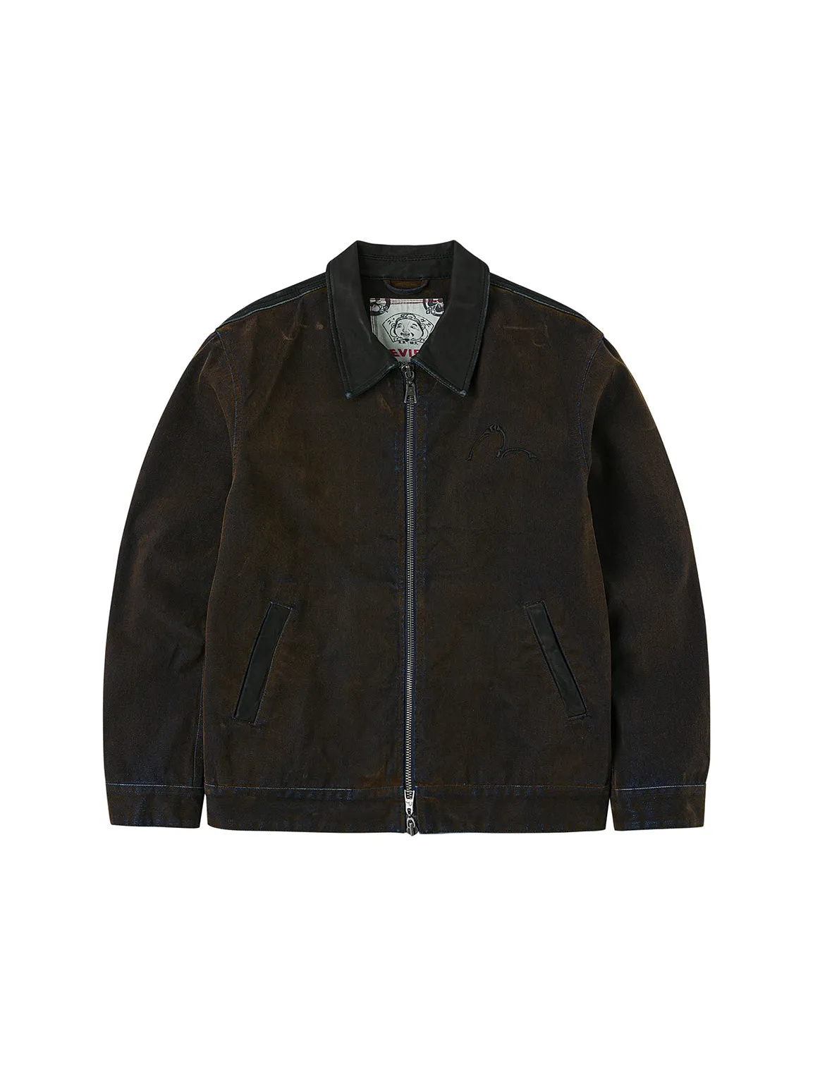 Skull and Logo Embroidery Fashion Fit Heavy Washed Denim Jacket sold by Evisu