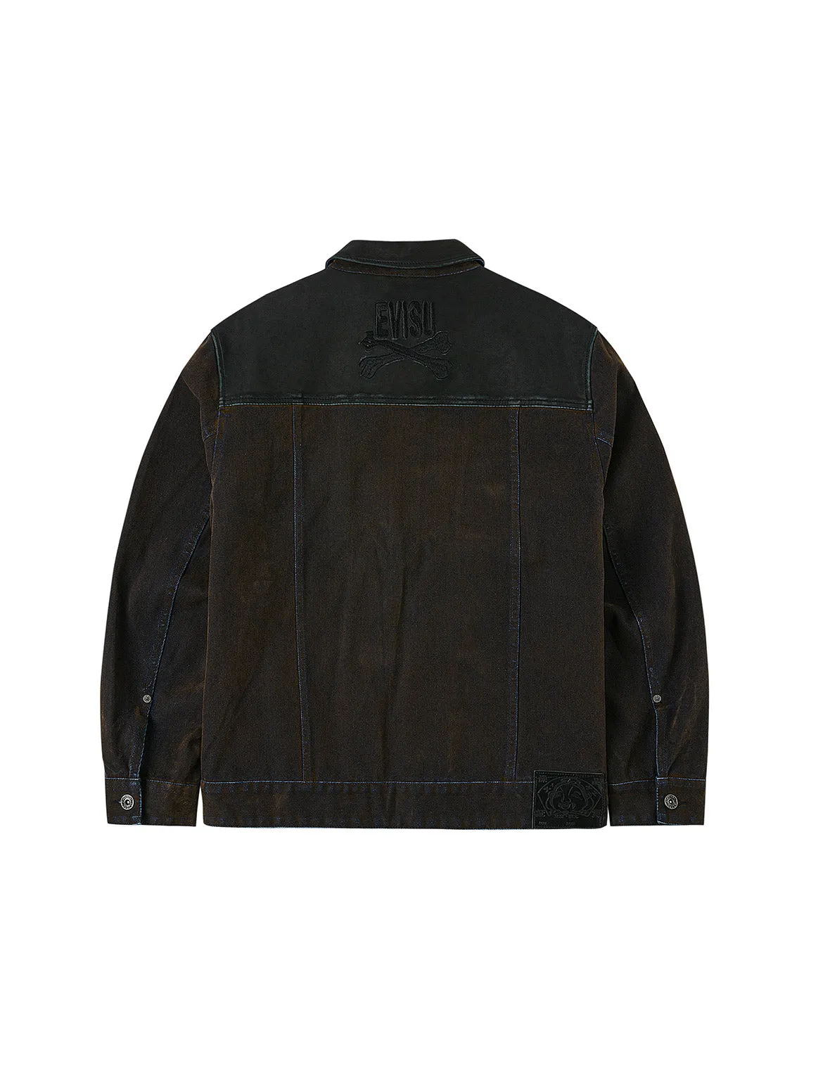 Skull and Logo Embroidery Fashion Fit Heavy Washed Denim Jacket sold by Evisu product image thumbnail 2