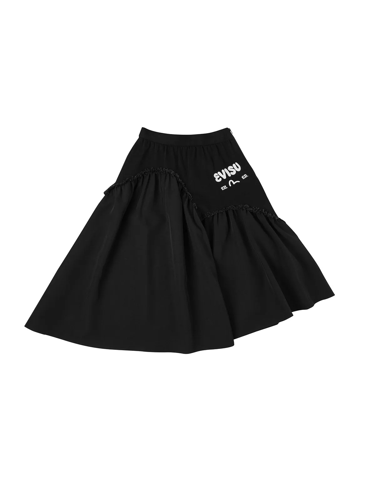 Seagull-inspired Asymmetrical Ruffles Oversized Midi Skirt sold by Evisu