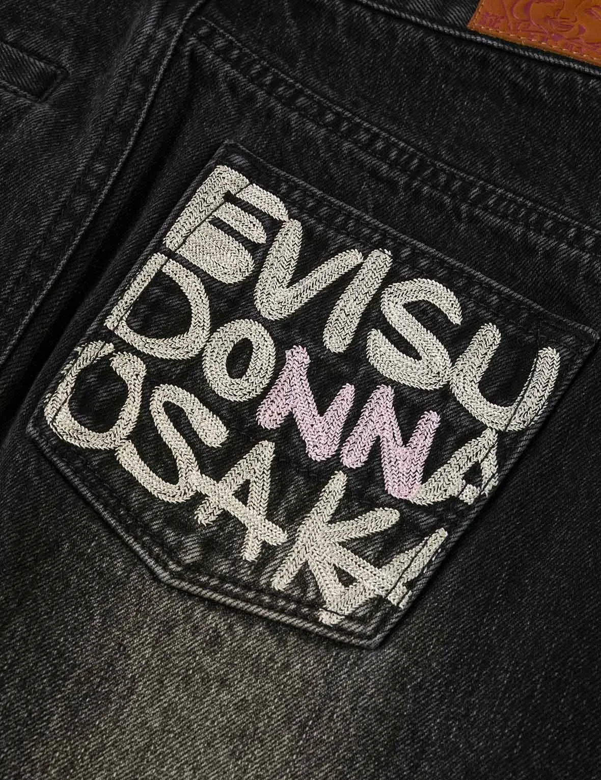 Seagull and Slogan Embroidery Regular Fit Distressed Washed Denim Skirt sold by Evisu product image thumbnail 5