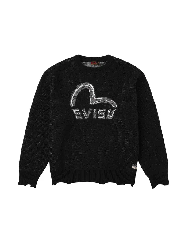 Seagull and Logo Intarsia Relax Fit Knitted Sweater sold by Evisu
