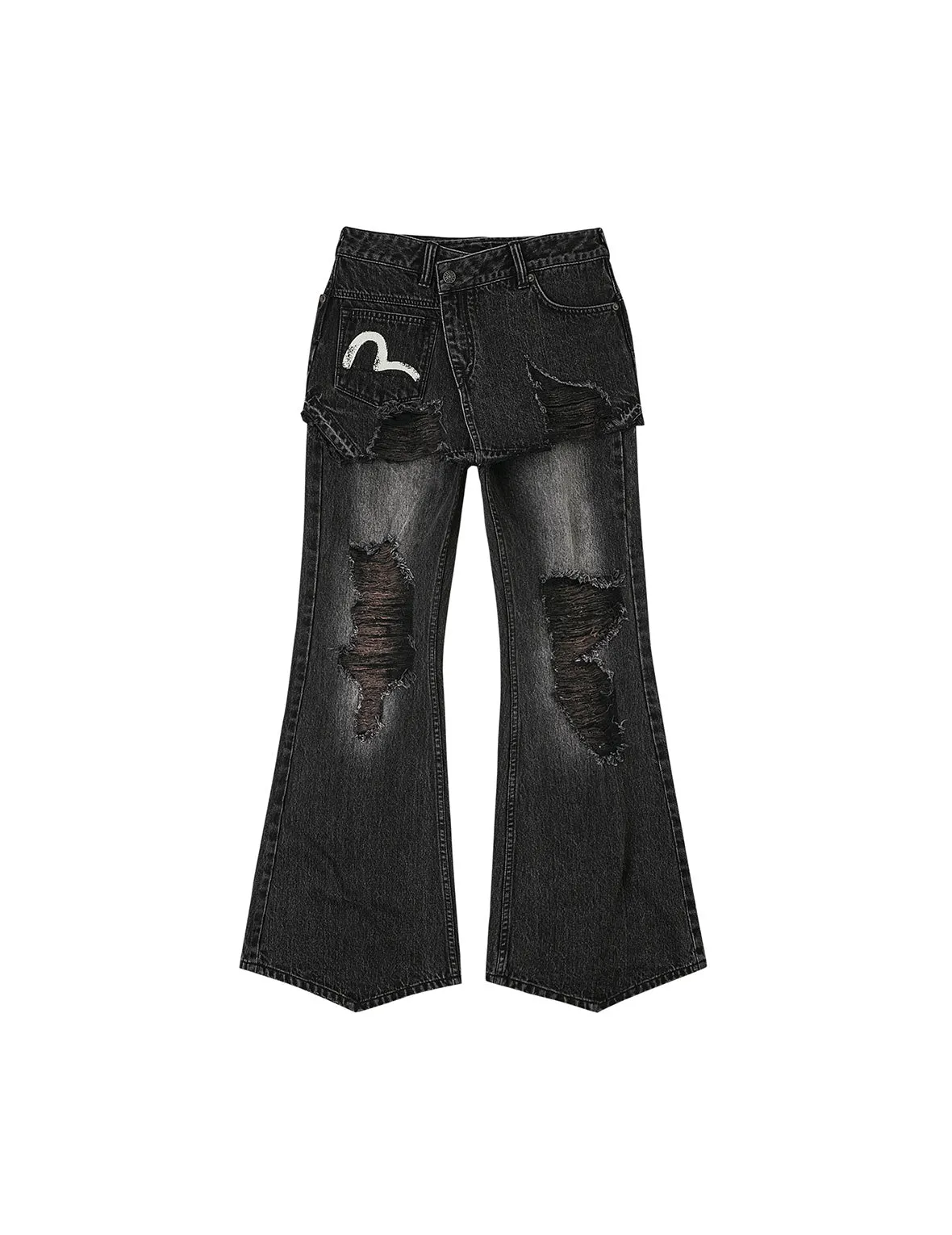 Mottled Seagull and Distressed Fashion Fit Denim Skorts sold by Evisu
