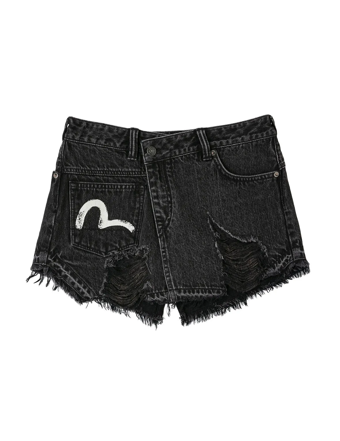 Mottled Seagull and Distressed Fashion Fit Denim Skorts sold by Evisu product image thumbnail 5