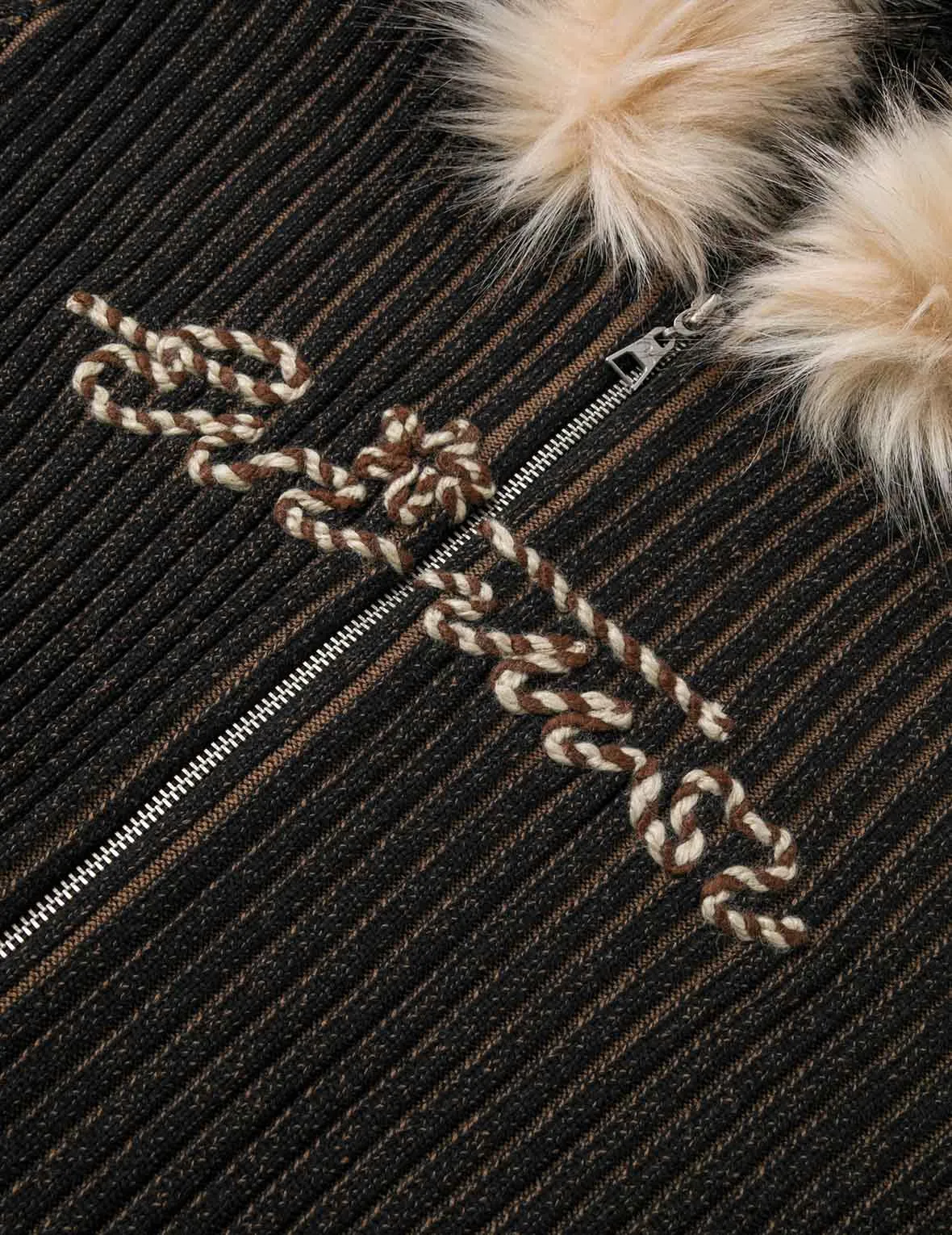 Logo Rope Embroidery Regular Fit Knitted Jacket with Hooded sold by Evisu product image thumbnail 5