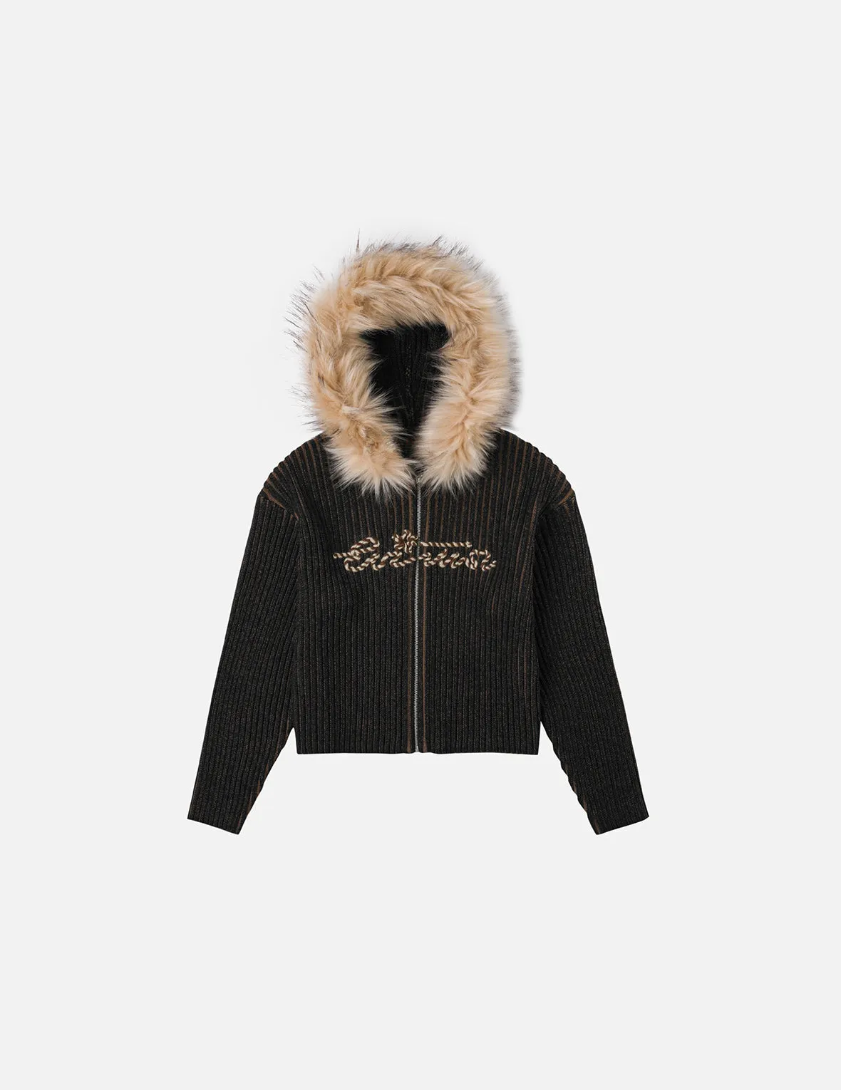 Logo Rope Embroidery Regular Fit Knitted Jacket with Hooded sold by Evisu product image thumbnail 3