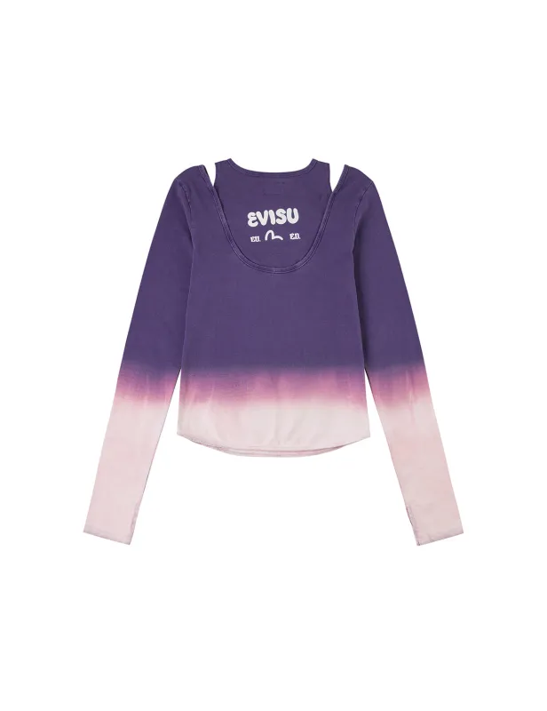 Logo Print and Gradient Tie-dye Regular Fit 2-in-1 Long-sleeve Top sold by Evisu