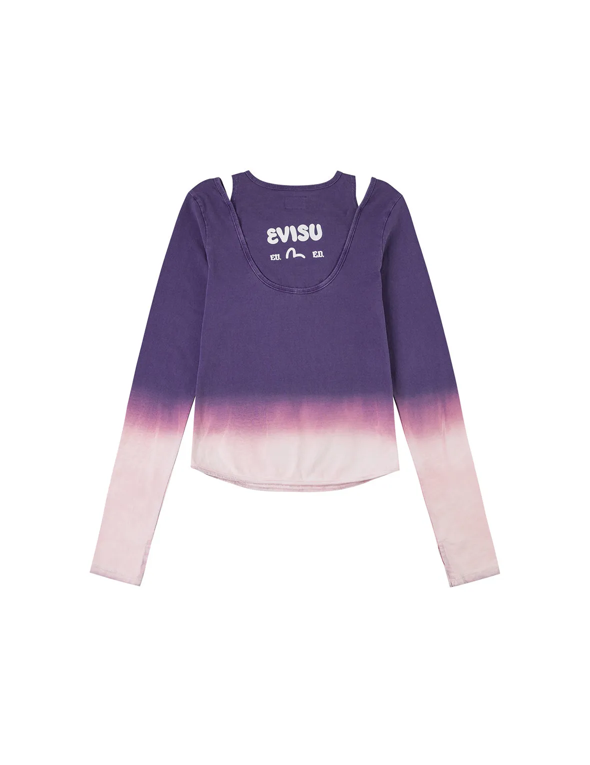 Logo Print and Gradient Tie-dye Regular Fit 2-in-1 Long-sleeve Top sold by Evisu