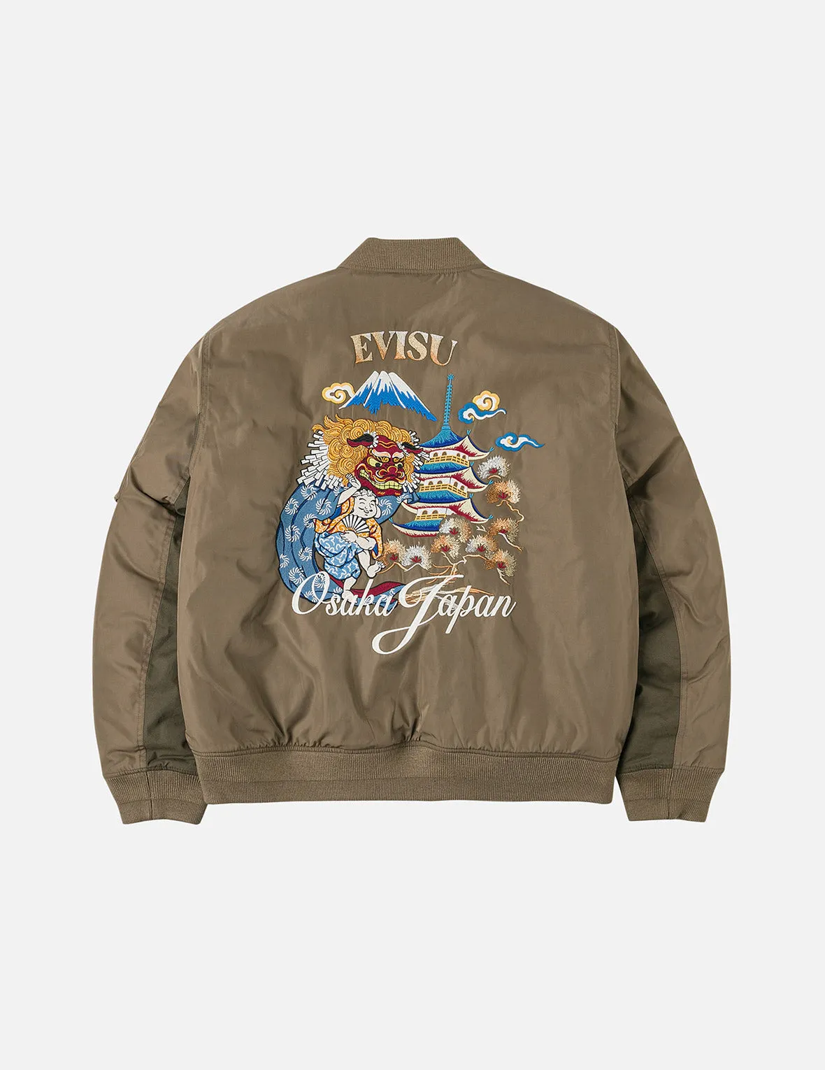Logo and Godhead Lion Dance Embroidery Relax Fit Bomber Jacket sold by Evisu product image thumbnail 3