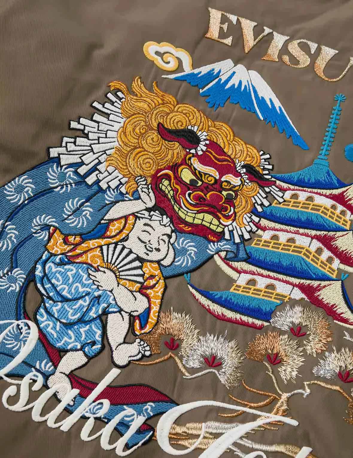 Logo and Godhead Lion Dance Embroidery Relax Fit Bomber Jacket sold by Evisu product image thumbnail 5