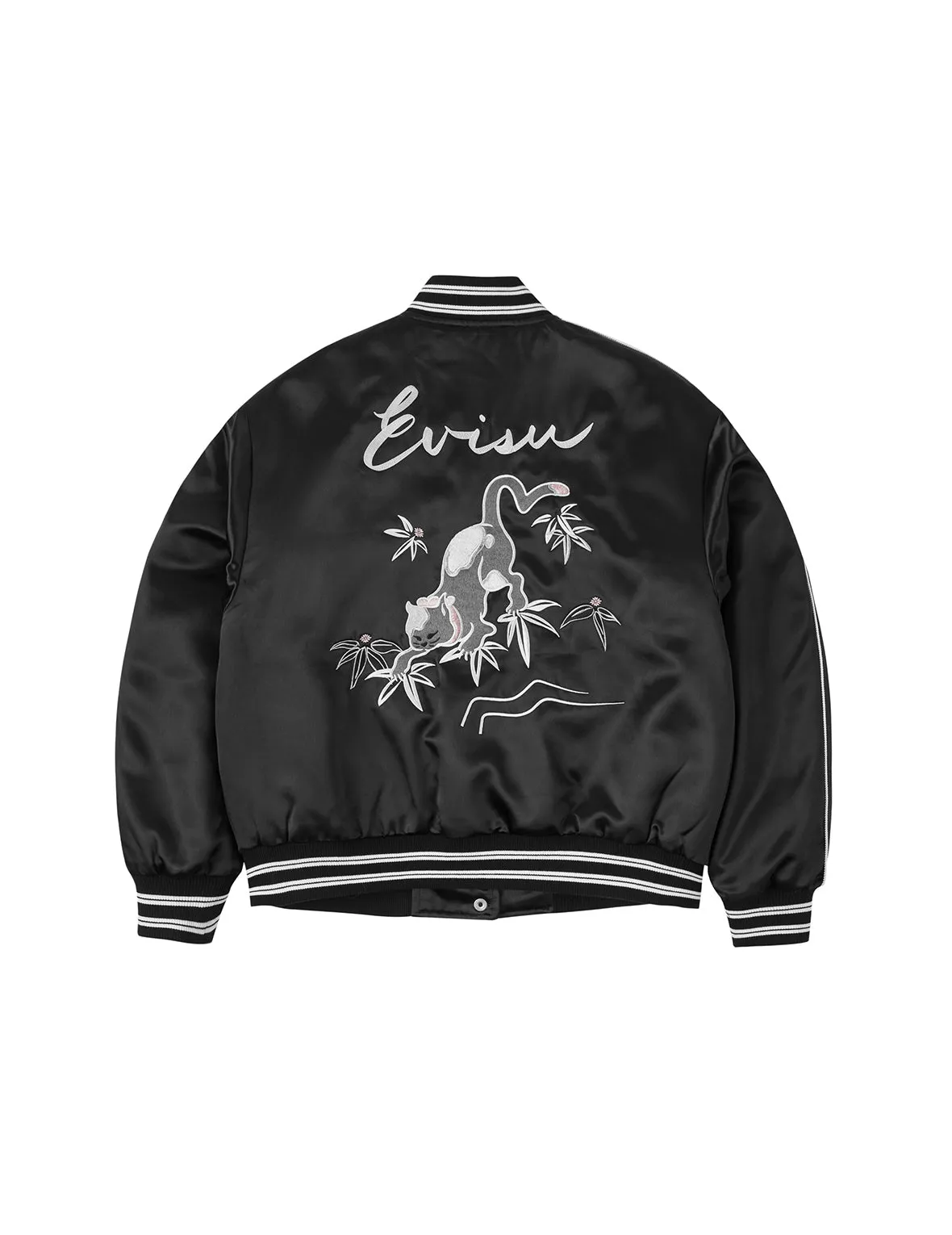 Logo and Fuzzy Cat Embroidery Fashion Fit Varsity Jacket sold by Evisu