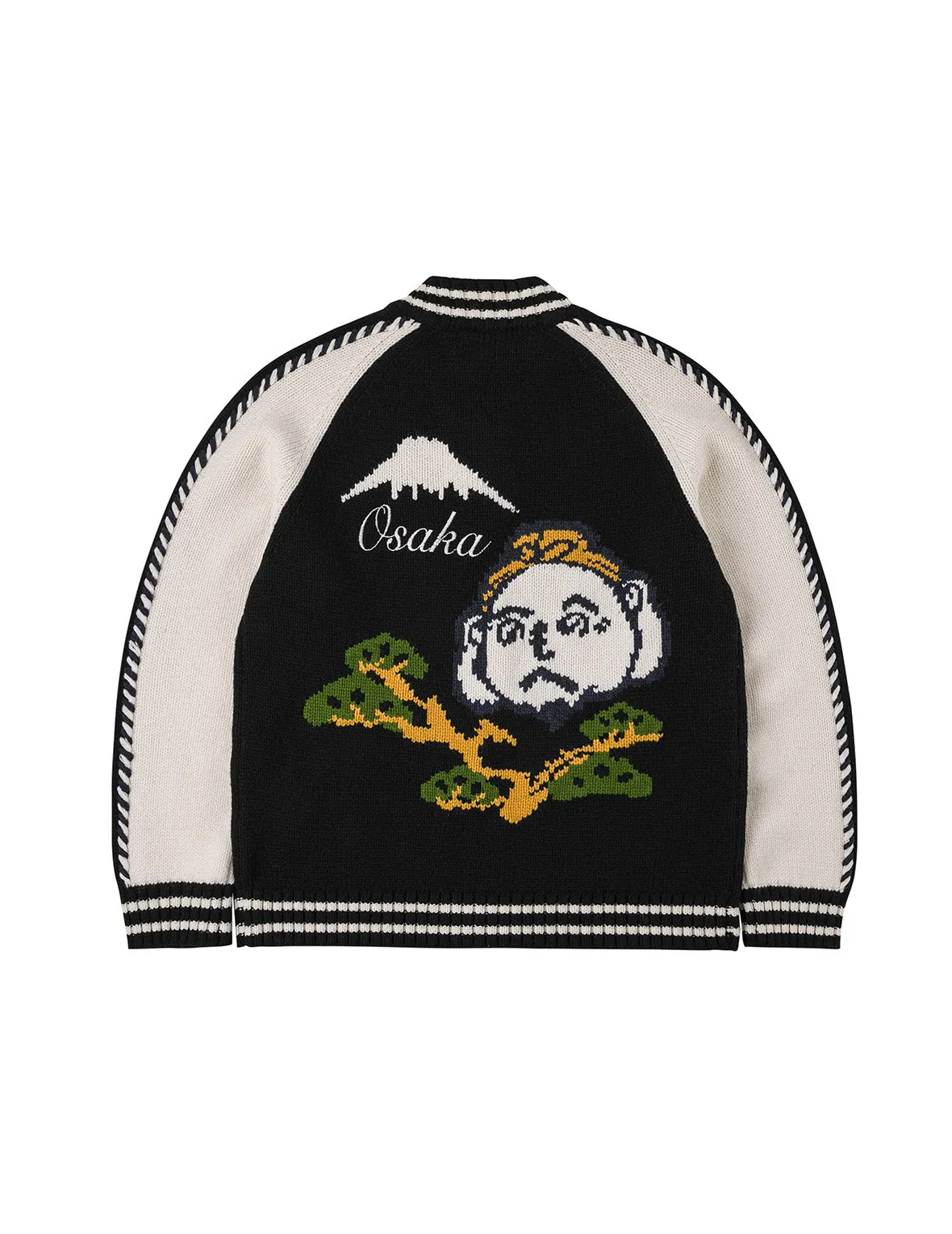 Henohenomohe Godhead Intarsia Knit Relax Fit Cardigan sold by Evisu product image thumbnail 2