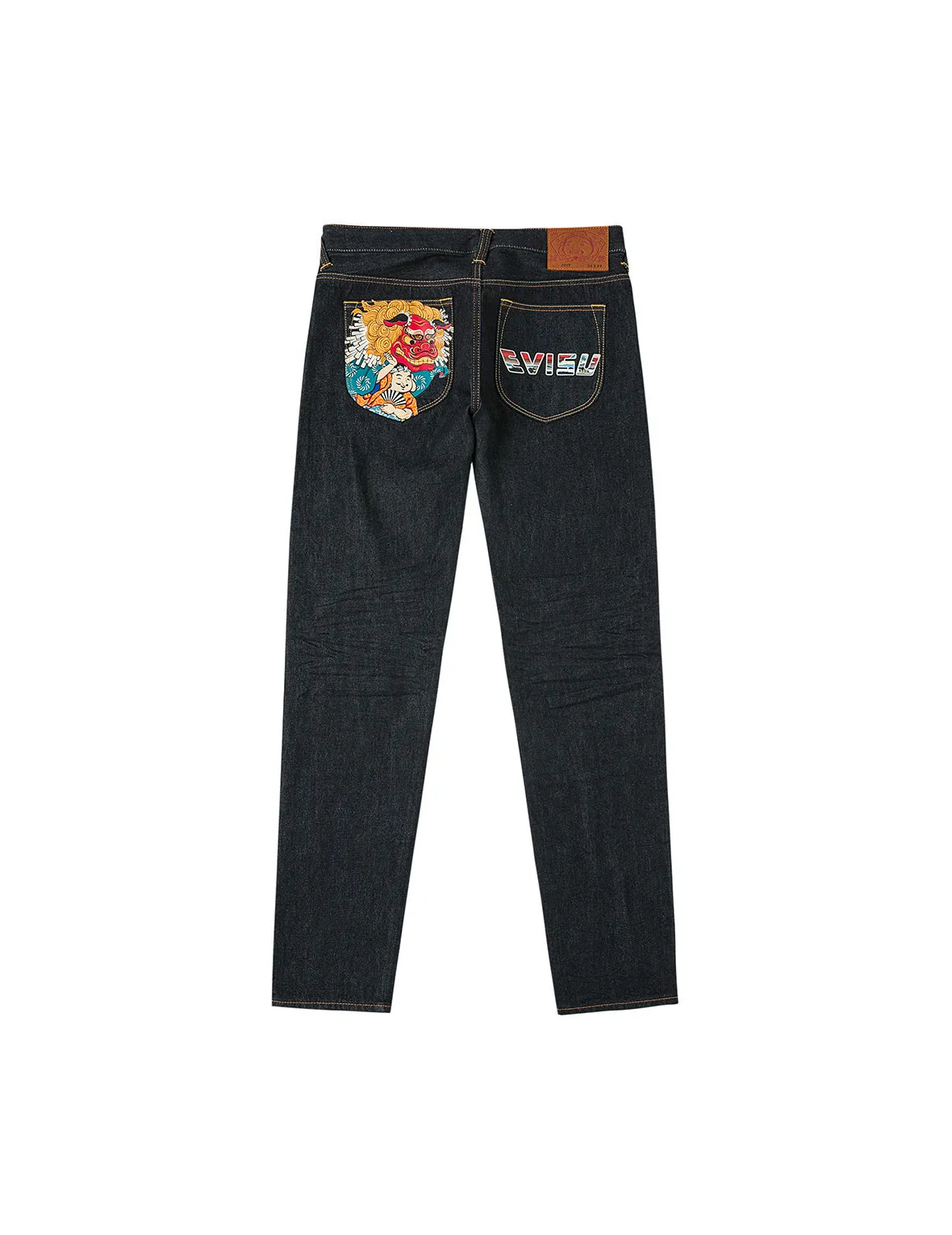 Godhead Lion Dance and Logo Print Carrot Fit Jeans #2017 sold by Evisu