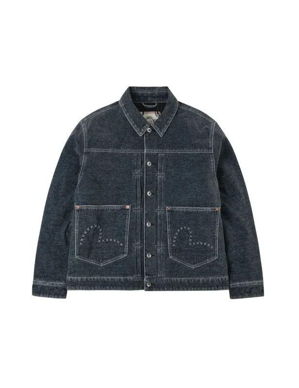 Emboss Rivet Seagull Relax Fit Washed Denim Jacket sold by Evisu