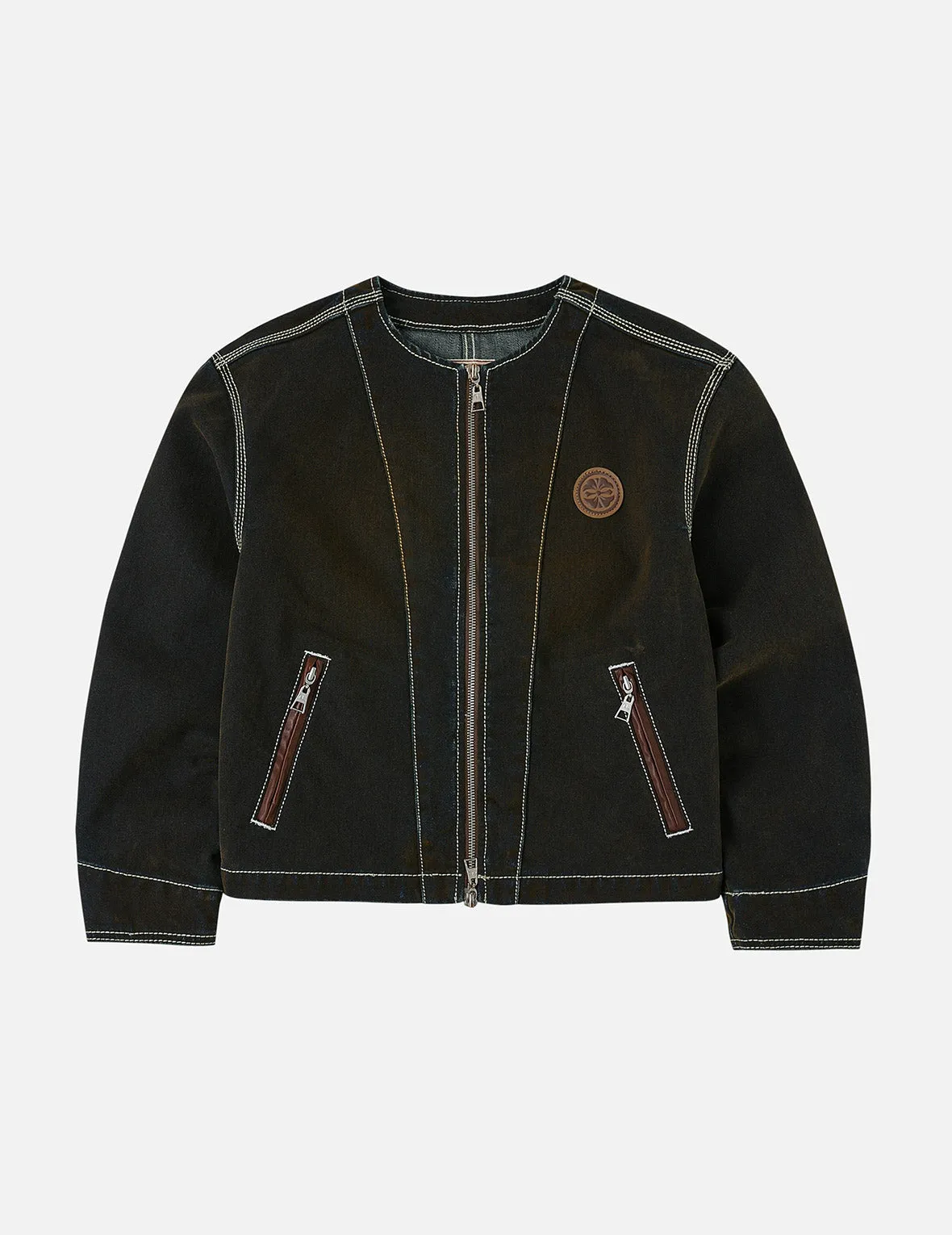 Contrast Stitch Design and Kamon Leather Label Regular Fit Denim Jacket sold by Evisu product image thumbnail 3