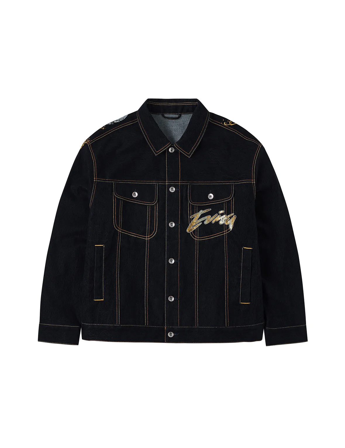 Brushstroke Daicock Print with Logo Embroidery Loose Fit Denim Jacket sold by Evisu product image thumbnail 2