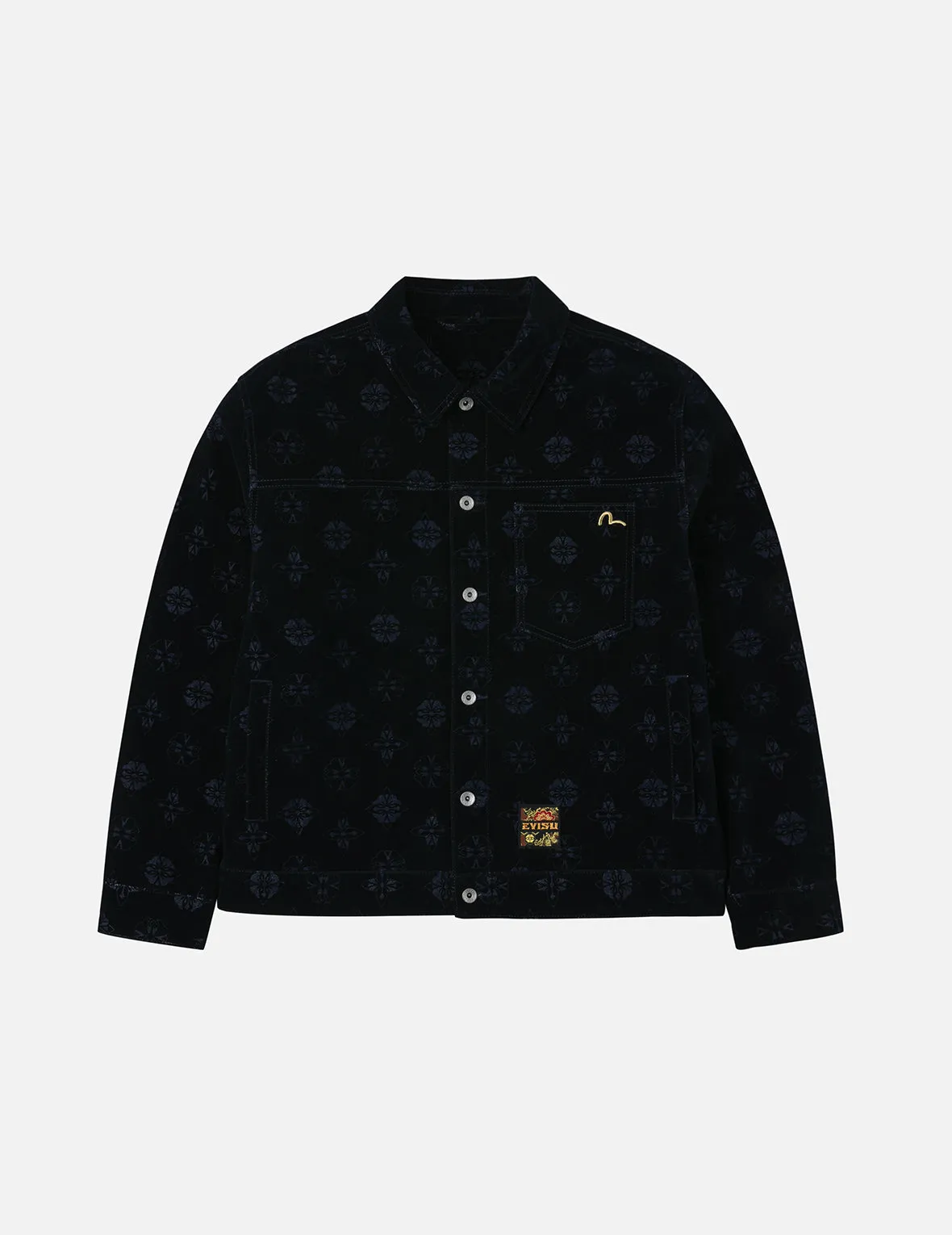 Allover Kamon Flocking Print Relax Fit Denim Jacket sold by Evisu product image thumbnail 4