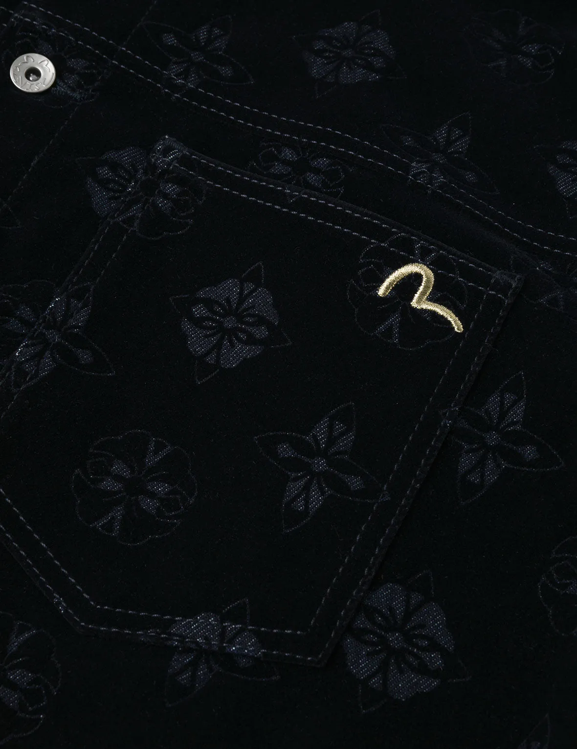 Allover Kamon Flocking Print Relax Fit Denim Jacket sold by Evisu product image thumbnail 5