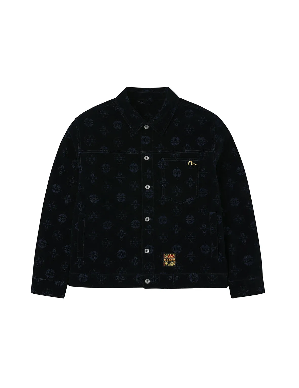 Allover Kamon Flocking Print Relax Fit Denim Jacket sold by Evisu product image thumbnail 2