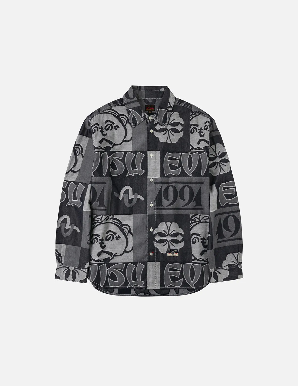 Allover Henohenomohe Godhead Jacquard Relax Fit Denim Shirt sold by Evisu product image thumbnail 3