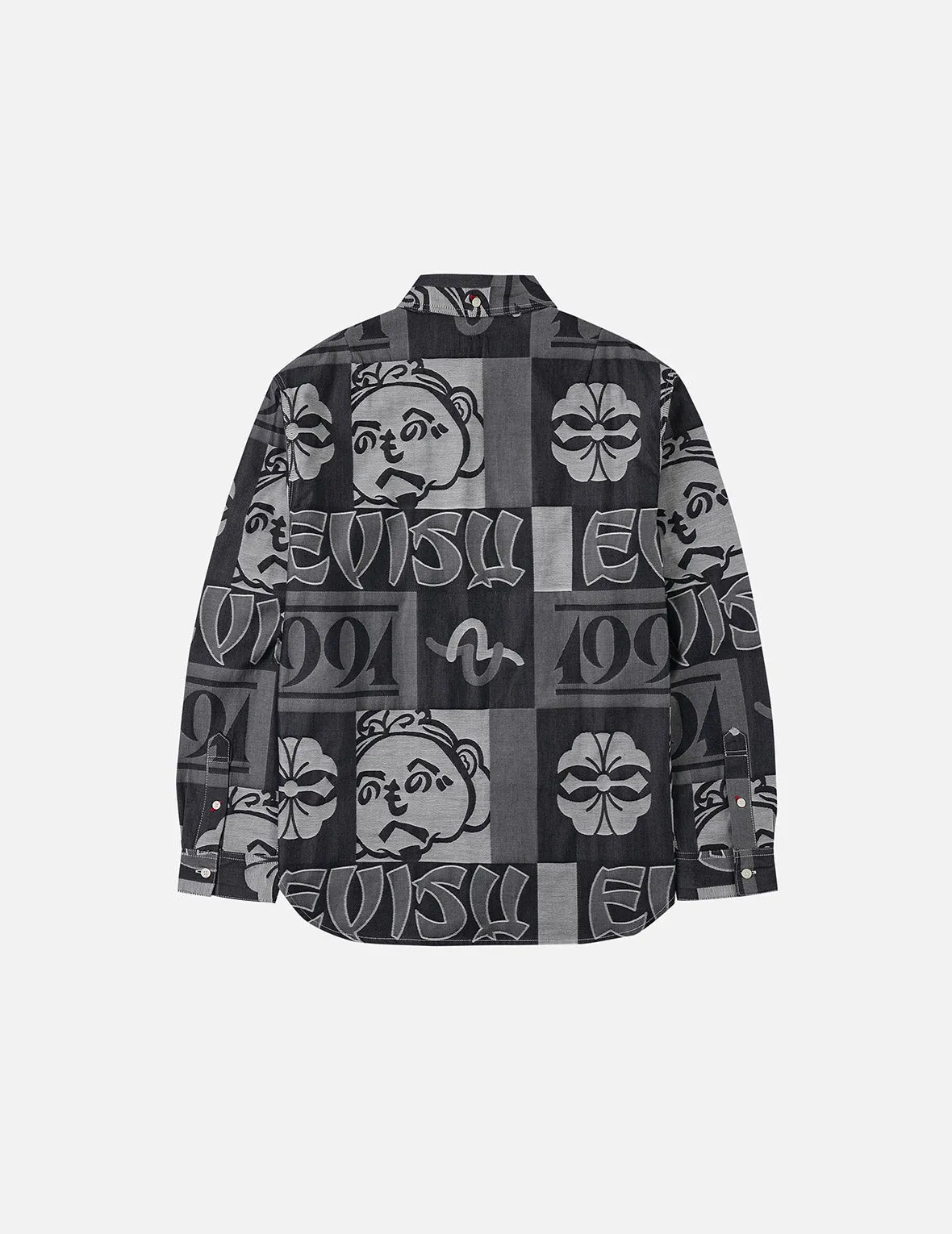 Allover Henohenomohe Godhead Jacquard Relax Fit Denim Shirt sold by Evisu product image thumbnail 4