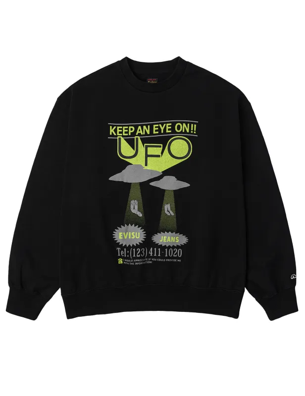 UFO Print and Seagull Appliqué Relax Fit Hoodie sold by Evisu