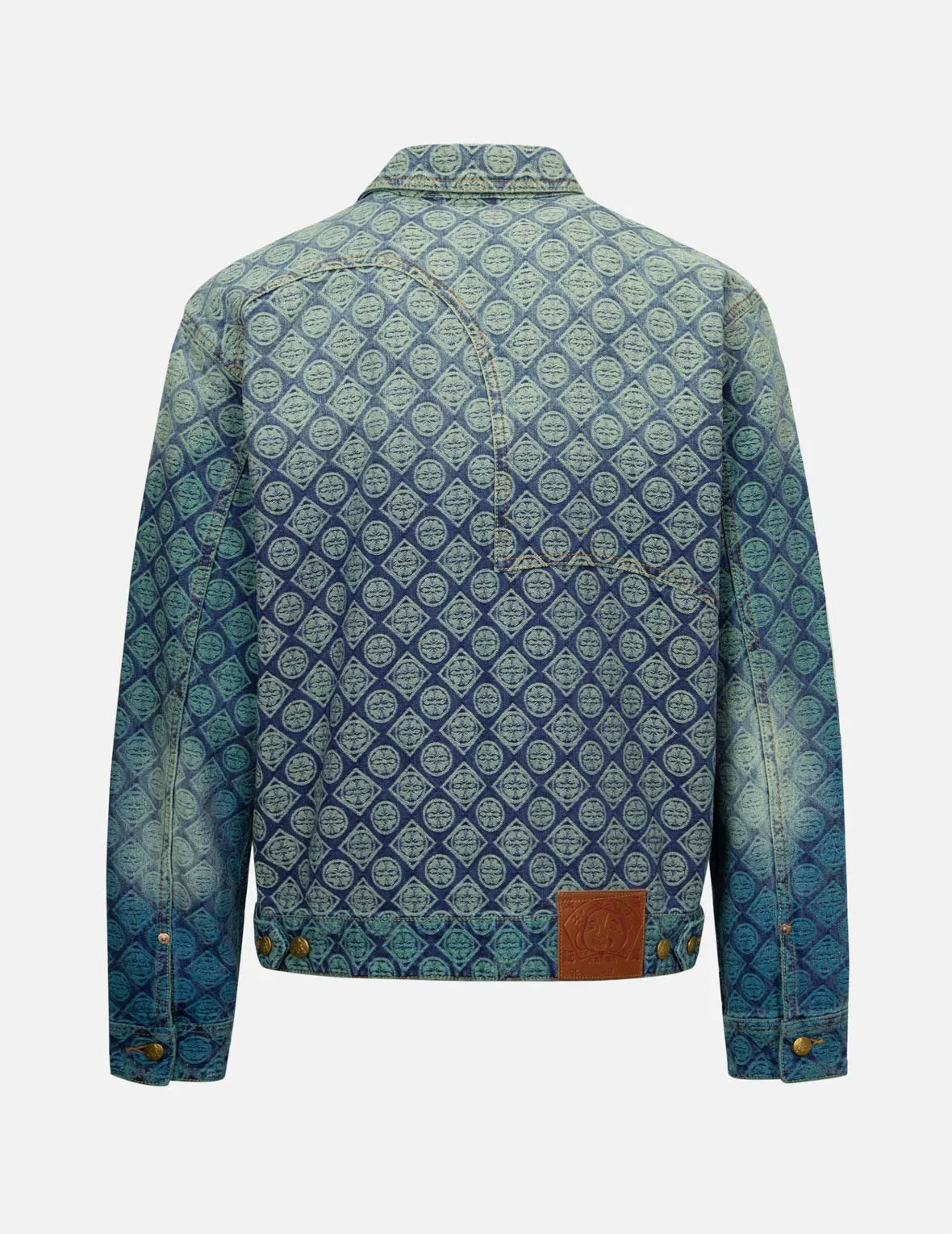 Gradient Allover Kamon Jacquard and Seagull Embrodiery Relax Fit Denim Jacket sold by Evisu product image thumbnail 2