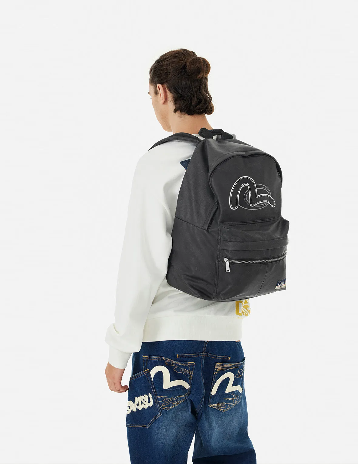 Seagull Embroidery Vegan Leather Backpack sold by Evisu product image thumbnail 4