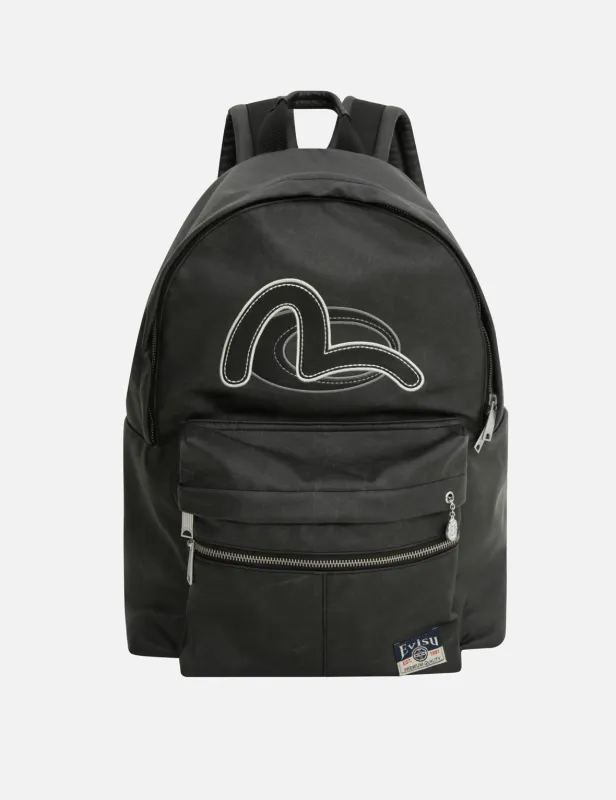 Seagull Embroidery Vegan Leather Backpack made by Evisu