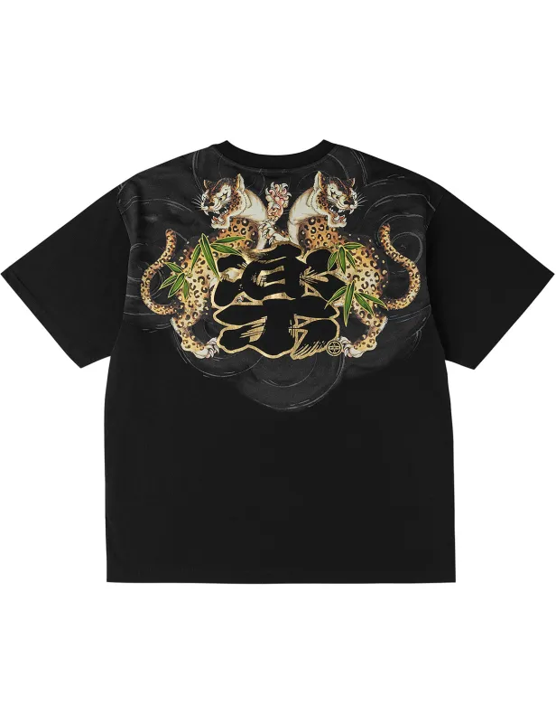 Kanji Leopard Print T-Shirt made by Evisu